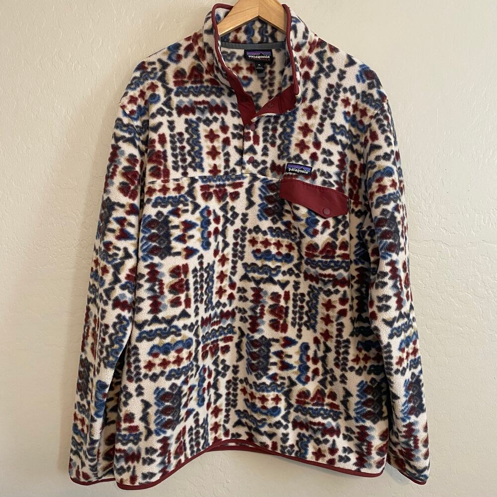 Patagonia Synchilla Fleece Mens Size XL Quarter Snap Pullover Sweater Aztec